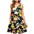 thumbnail image 2 of Ovzne Robes d'Été pour Femmes Robe Décontractée Grande Taille Sans Manches Col Rond Courte Robe Florale Robe Femme Liquidation, 2 of 5