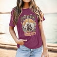 thumbnail image 2 of LUOGENLI T-shirts pour Femme pour Femmes T-Shirt Décontracté Imprimé à Col Rond Uni à Manches Courtes T-Shirt pour Femmes T-shirts Graphiques T-shirts de Pêche Saint-Valentin Violet m, 2 of 4