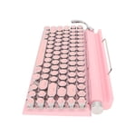 Typewriter Mechanical Keyboard, Blue Switch 2000mA Capacity Mechanical Keyboard Support 3 Devices FN Master For Cellphone Pink