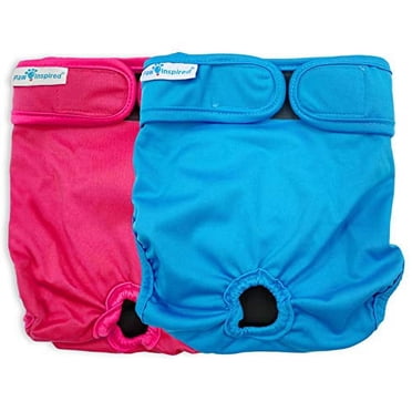 Paw Inspired Washable Dog Diapers Reusable Dog Diapers Female Dog Diapers Absorbent Dog Diapers Doggie Diaper 2 Pc Multiple colors Assorted (Black Lining) X-Large