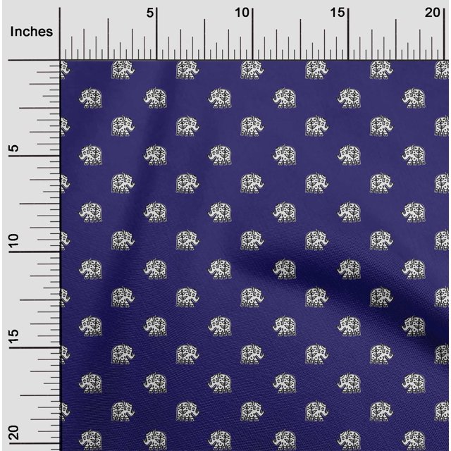 oneOone Cotton Poplin Fabric Elephant Block Print Fabric By Yard 42 Inch Wide