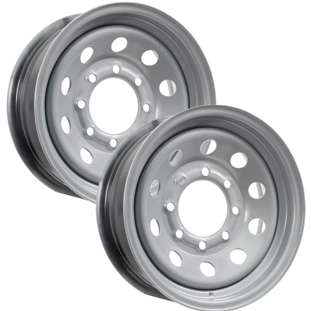 eCustomrim 2-Pack Heavy Duty Equipment Trailer Rims Wheels 16". 16X6 8 Lug Silver Modular