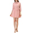 thumbnail image 2 of INSPIRE CHIC Robe-Chemise pour Femme Manches 3/4 Boutonnée Mini Robes Rose TG, 2 of 6