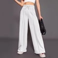 thumbnail image 2 of Timegard Wide Leg Pants for Women Elastic High Waist Running Trousers Fall Solid Color Joggers Pants, 2 of 4