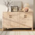 thumbnail image 1 of Armoire de Rangement Style Ferme à 4 Portes, Buffet Console Rustique en Bois Naturel avec Charnières à Fermeture en Douceur, Meuble d'Entrée, Fini Naturel, 1 of 9