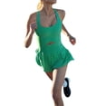 thumbnail image 3 of Diconna Women Solid Color Cami Playsuits Sleeveless Sports Short Jumpsuits Summer Cross Backless Romper Tracksuits, 3 of 8