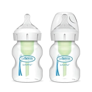 Dr. Brown's Flow naturel Anti-Collic Options+ Bouteille pour bébé à large cou, 2x5oz Bouteilles, niveau 1 Mamelon, 0m+