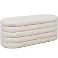 thumbnail image 1 of Fuji Banc de Rangement Ovale Rembourré 49 Pouces Ivoire Blanc Bouclé, 1 of 10