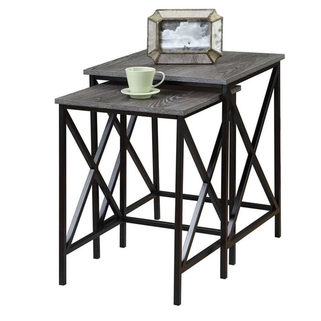 Convenience Concepts Tucson Ensemble de 2 Tables d'Appoint Gigognes en Gris