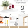 thumbnail image 4 of Sorbus Floating Shelves for Wall Set of 3 - Bathroom Shelves for Wall Storage, Over Toilet, Bedroom, Farmhouse, Wall Decor - 2 Floating Shelves with Invisible Brackets & 1 Rectangular Box, 4 of 7