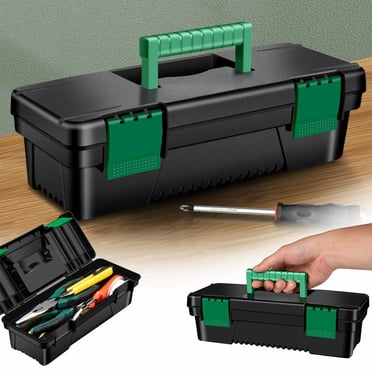 Contenants de Rangement Sac de Rangement Organisateur Petite Boîte à Outils Boîtes à Outils en Plastique de 10 Pouces avec Poignée Plateau Amovible avec Double Verrou Boîte à Outils Sécurisée pour la Maison