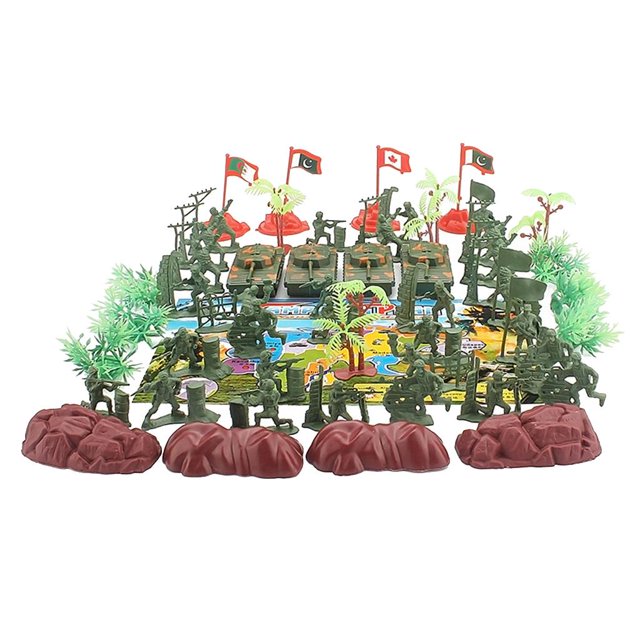 TISHITA Modèle Militaire 2 Pouces Figurines Soldat Ensemble & 4 Drapeaux pour Enfants Cadeau Vert