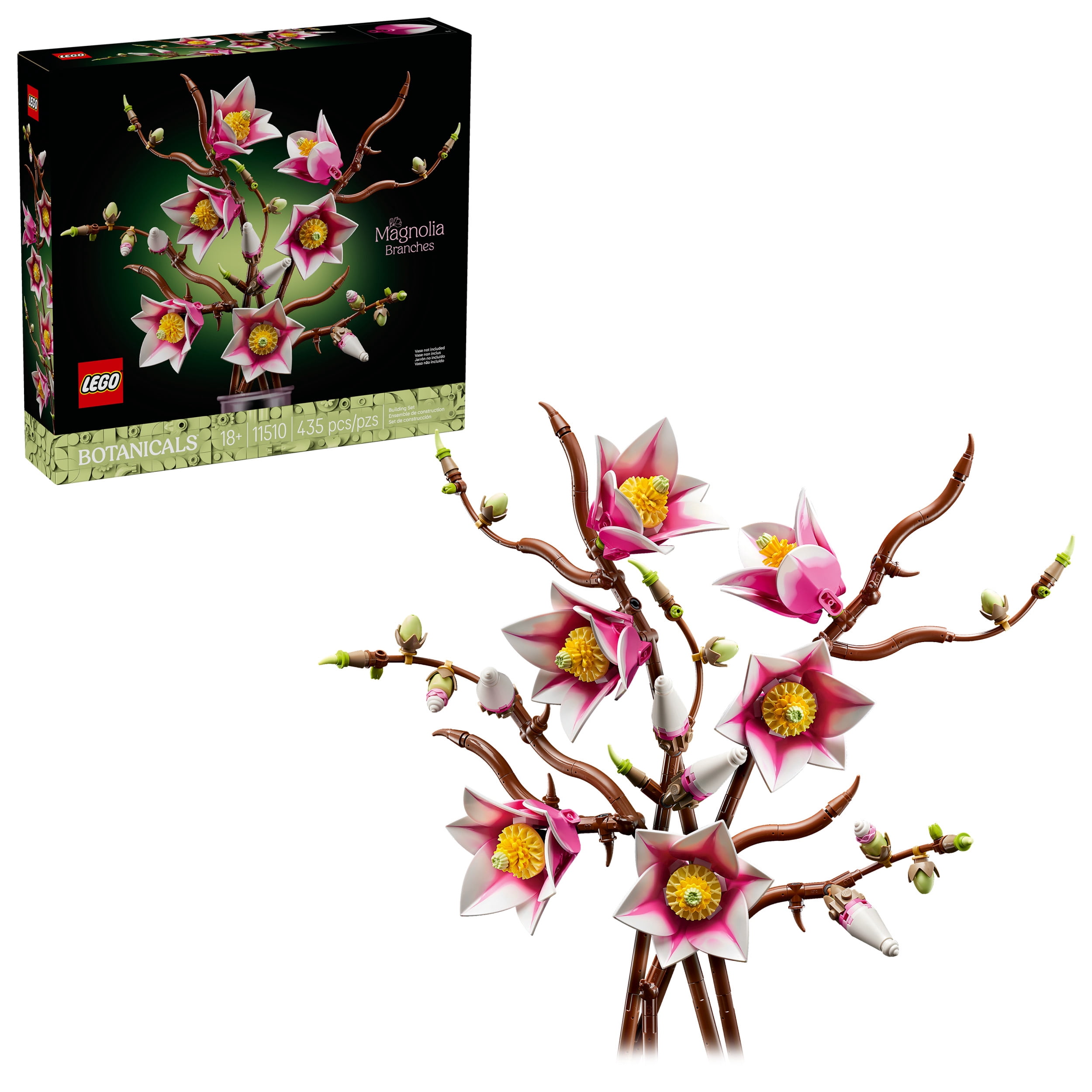 LEGO Botanicals Magnolia Branches Building Set for Adults, Ages 18+ - Artificial Flowers for Home Office, Bedroom, or Desk Decor - Gifts for Women & Men - 11510