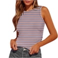 thumbnail image 1 of Dealovy Womens Tank Tops Summer Sleeveless Crew Neck Slim Fitted Striped Print Basic Tees Shirts, 1 of 5