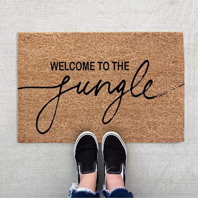 Clearance!Ymkly Rug,Welcome To The Jungle Funny Doormat Leaf Green Home Decor Outdoor Welcome Mat Flocked Rug Be Nice Or Leaf Doormat Flower,Home Decor