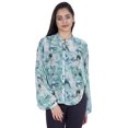 thumbnail image 1 of Moomaya Chemise Boutonnée Imprimée pour Femme Col Mandarin Manches Longues Haut d'Été, 1 of 7