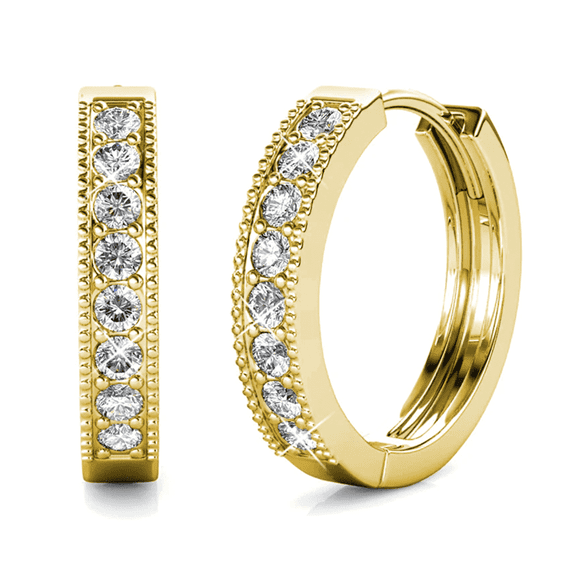 Cate & Chloe Lydia 18k Yellow Gold Plated 16mm Hoop Earrings with Swarovski Crystals Gift for Women