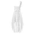 thumbnail image 2 of RUNQHUI Robe à une Épaule pour Enfants Filles en Mousseline Demoiselle d'Honneur Robe Asymétrique Formelle Bal Fête Robes Blanc 10, 2 of 6