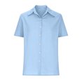thumbnail image 4 of Timegard Womens Shirts Plus Size Cotton Linen Notched V-Neck Button down Short Sleeve Casual Loose Top, 4 of 6