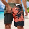 thumbnail image 2 of Ediodpoh Swim Shorts for Men Summer Fashion Double Layer Swim Trunks with Compression Liner Pockets Swim Trunks for Men Army Green_012 XL, 2 of 7