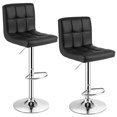 thumbnail image 1 of Set of 2 Bar Stool, Comfortable Swivel Adjustable PU Leather Bar Chair with Backrest, Soft Cushioned Seat, Footrest, Sturdy Metal Frame, Barstools for Kitchen, Pub (Black, White, Brown, Red), 1 of 8