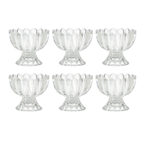 6Pcs 100ml Clear Dessert Cups Ice Cream Bowls Pudding Holders Fruit Dishes