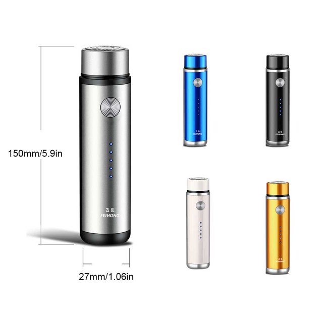 Rasoir Électrique Mini, Recharge USB, Rotatif, Affichage de Batterie à DEL, Petit Rasage, Portable, de Poche, Maison, Dortoir, Machine à Raser, Tondeuse, Homme, Mâle, Or