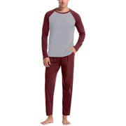 FhsagQ Pajamas Mens Pajamas Sleepwear Spandex Mens Soft Home Solid Color Shirt Pants Pajama Set Home Service Two Piece Set Men's Pajamas Sleepwear Pack Super Fit Wine XXL