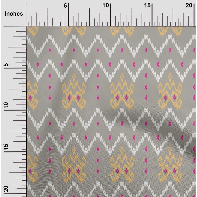 oneOone Cotton Poplin Fabric Paisley & Chevron Ikat Decor Fabric Printed BTY 56 Inch Wide