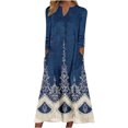 thumbnail image 2 of Babysbule Liquidation Robes d'Automne pour Femmes Mode Femmes Décontracté Élégant Col Rond Imprimé Été Manches Longues Poches Robe, 2 of 5