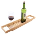 thumbnail image 4 of Modern Bamboo Bath Tray Bathtub Storage Rack Shelf Organizer Wine Glass Holder, 4 of 14