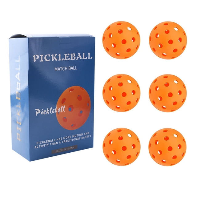 tredstone 6 Pieces/Set Professional Pickleball Replacement 40 Holes Reusable Training Pickle Balls Assorted Kit Birthday Gift Orange