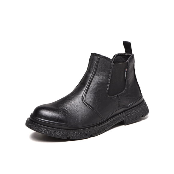 Woobling Men Anti-collision Work Shoes Working Fashion Steel Toe Ankle Booties Waterproof Black Style B 10.5