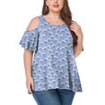thumbnail image 1 of CHUANK Women‘s Plus Size Cold Shoulder Tunic Top Summer Short Sleeve Blouse, 1 of 7