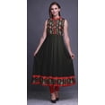 thumbnail image 2 of Bimba Robe Anarkali Ikat Noire pour Femmes, Kurti Imprimée Ethnique Indienne, Longue Kurta, Robe de Soirée, XX-Grand, 2 of 6