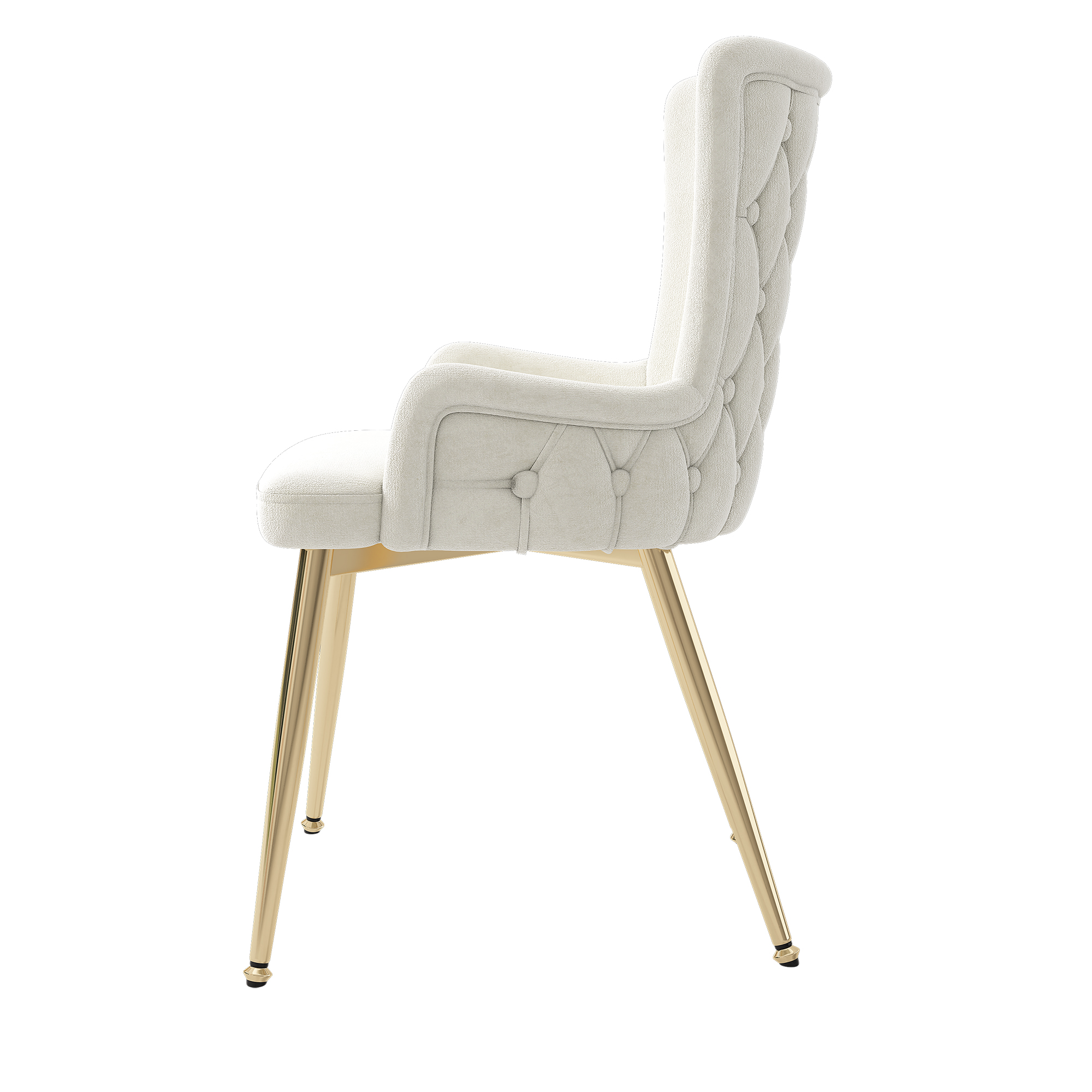 Noble House Ensemble de 4, Chaises de Salle à Manger en Velours, Chaise Capitonnée de Luxe Léger avec Quatre Pieds en Métal Doré, Beige
