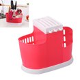 thumbnail image 3 of Multifunctional Plastic Utensil Organizer Flatware Holder With Holey Base House Rest Dish Rack Countertop Storage For Kitchen (Red), 3 of 8