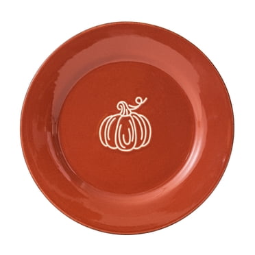 Way to Celebrate Harvest Collection Orange Ceramic Appetizer Plate, 7.78 inch, 1 Piece