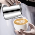 thumbnail image 4 of SuoKom Milk Frother - Milk Frother Cup with Clear Graduation - 304 Stainless Steel Cappuccino Maker Accessories- Milk Carafe Cup with Insulated Handle, 4 of 7