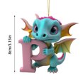 thumbnail image 3 of Fridja Personalized Dinosaur Christmas Ornament 26 Letters Hanging Pendant Ornaments 2024 Plastic Initial Monogram Xmas Tree Decorations with Hanging Rope Unique Customized Fun Gift for Kids (P), 3 of 4
