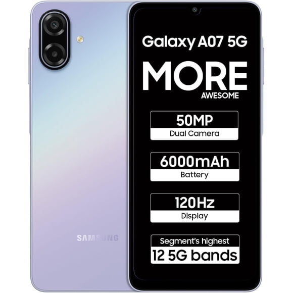 Samsung Galaxy A07 5G Smartphone (64GB,4GB RAM) | 120Hz Refresh Rate | Massive 6000mAh Battery | 50MP Dual Camera | Unlocked International Version