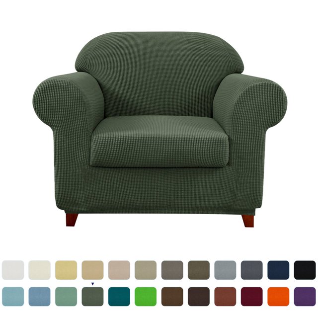 CHOK 2024 Housse de Sofa Extensible à Texture Quadrillée Housse de Canapé avec Housse de Coussin Séparée (Sofa Gris)