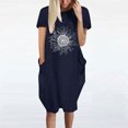 thumbnail image 1 of Jusqu'à 65 % de Rabais! Robes d'Été Mode pour Femmes 2024 Grande Taille Robe Décontractée Ample à Imprimé Tournesol Robe à Manches Courtes à Col en V, 1 of 5
