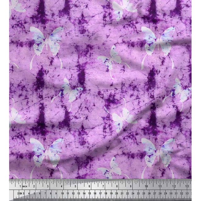 Soimoi Tissu Viscose Georgette Violet Tissu Imprimé Insecte et Texture par la Cour 42 Pouces de Large