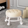 thumbnail image 2 of White Universal Rolling Low Stool With Wheels Durable Pu Leather Lightweight Multifunctional For Home Office Portable Seating #575PA, 2 of 8