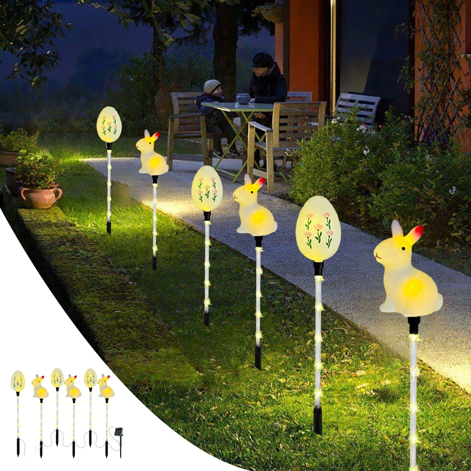 Dvkptbk Holiday Solar Lights Led Easter Solar Lights Easter Classic Bunny Eggs Elementals Solar Ground Lights Holiday Outdoor Garden Yard Decoration One Tow Five Home Decoration