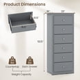 thumbnail image 3 of Gymax Commode Haute à 6 Tiroirs en Bois avec Rails de Guidage de Tiroir en Métal Gris, 3 of 6