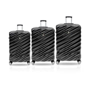TUCCI Italy STORTO 3-Piece Hardside Luggage Set, Spinner Wheels, Combination Lock (20"/24"/28") - Black