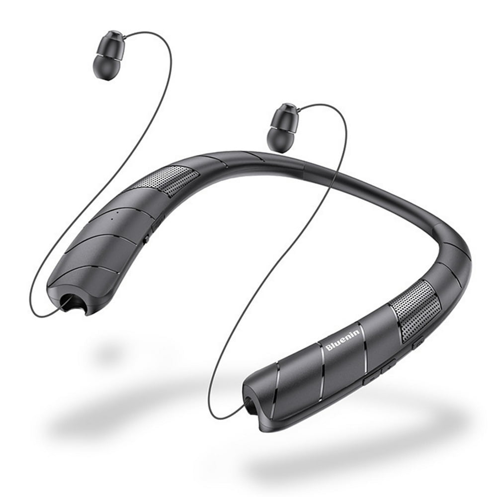MesaSe Neckband Earbuds Speaker with Mic Handfree Call Bluetooth-compatible (Black)
