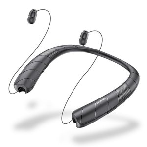 Neckband Earbuds Speaker with Mic Handfree Call Bluetooth-compatible (Black)